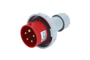 Phích cắm công nghiệp 32A 5 chấu 380V IP67 TCE dùng cho hệ thống điện 3 pha ngoài trời, chống nước và chịu tải ổn định.
