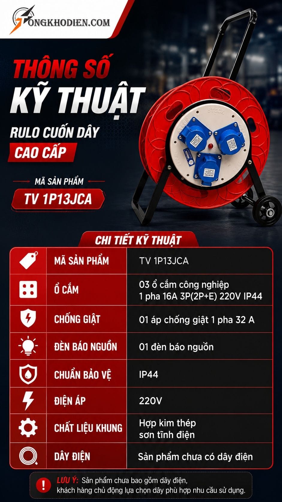 Rulo Cuốn Dây Cao Cấp Có Bánh Xe Tiện Dụng 9 Thông số kỹ thuật rulo cuốn dây cao cấp có bánh xe