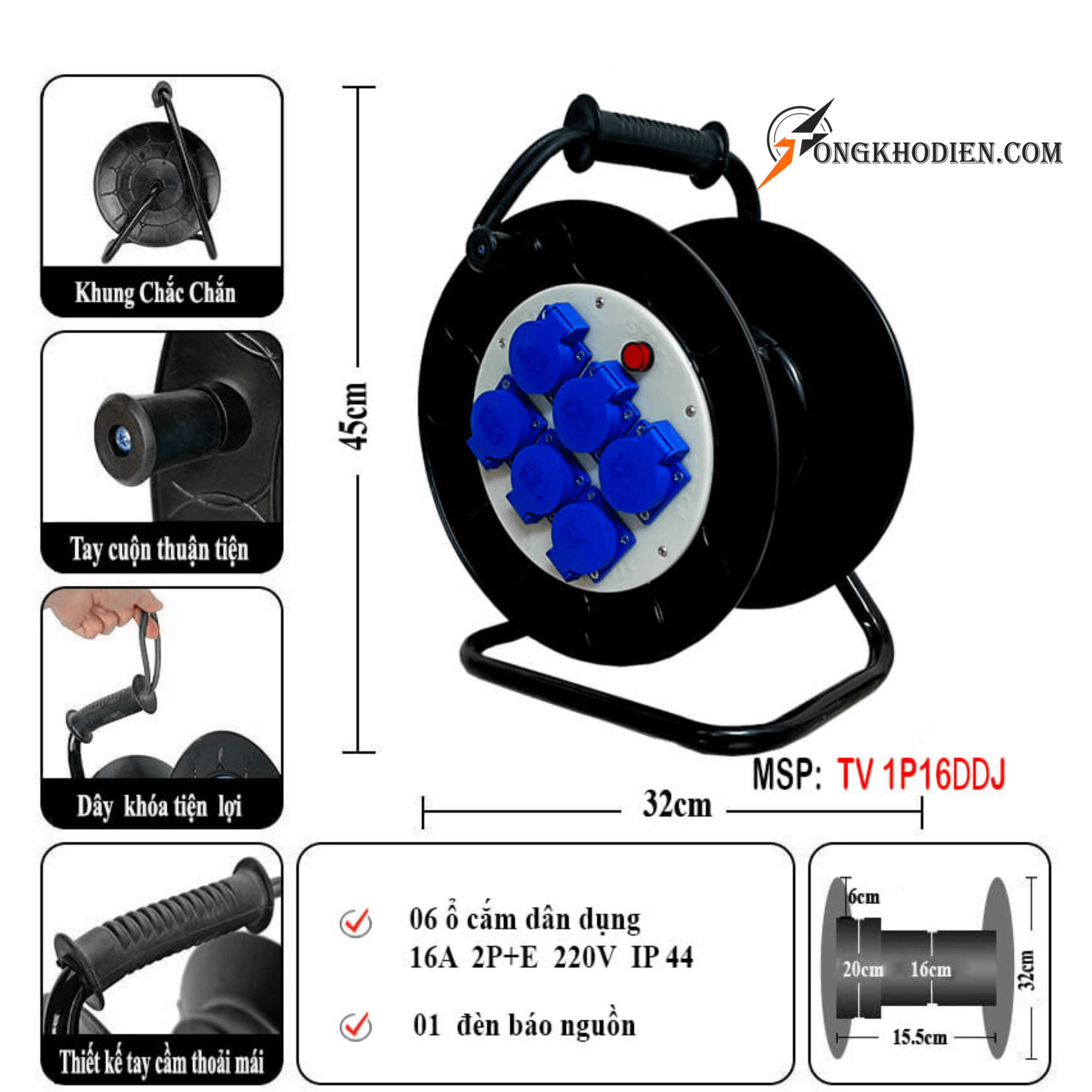 rulo cuộn dây điện khung sắt 6 ổ cắm đa năng. rulo cuộn dây điện khung sắt 6 ổ cắm đa năng