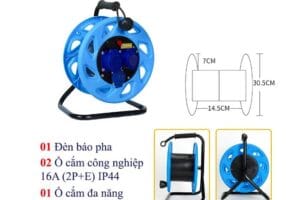 Rulo cuốn dây điện 1 pha công nghiệp 16A dùng cho công trình và nhà xưởng.