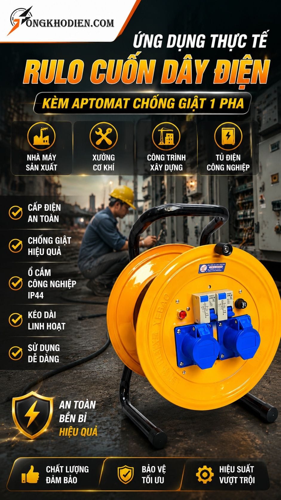 Ứng dụng thực tế rulo điện chống giật 1 pha