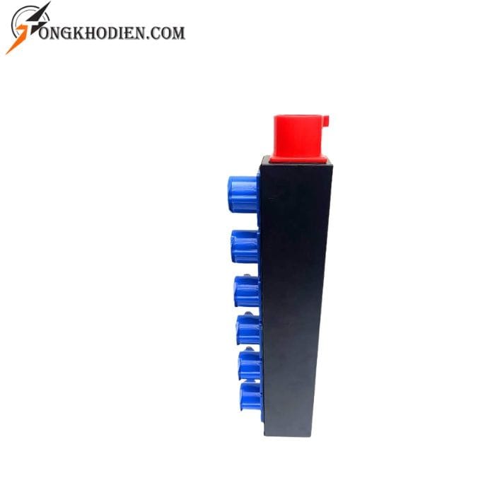 thanh-nguon-cong-nghiep-32a-6 Thanh nguồn công nghiệp 32A TV 63TN với 6 ổ cắm công nghiệp 16A và phích cắm 32A chuyên dụng.
