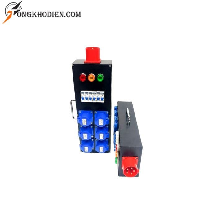 thanh-tu-dien-phan-phoi-di-dong-2 Thanh tủ điện phân phối di động TV 63TNA với 6 aptomat riêng và ổ cắm công nghiệp chuyên dụng.