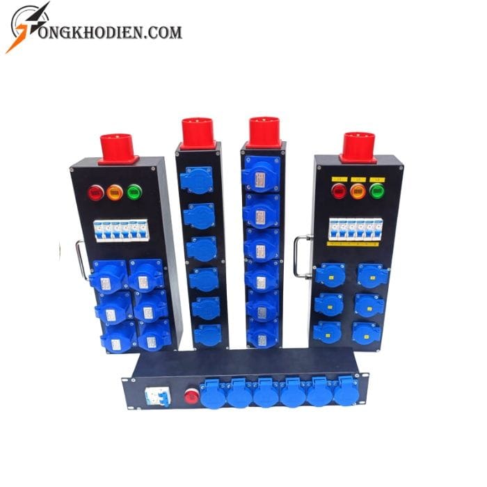 thanh-tu-dien-phan-phoi-di-dong-3 Thanh tủ điện phân phối di động TV 63TNA với 6 aptomat riêng và ổ cắm công nghiệp chuyên dụng.