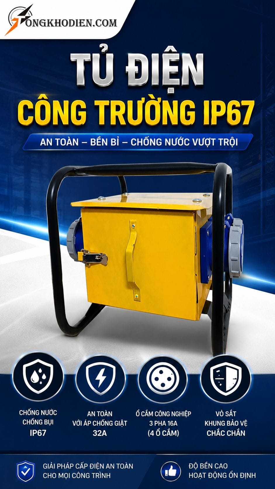 Tủ Điện Công Trường IP67 Chống Nước An Toàn 5 Tủ điện công trường IP67 cấp nguồn ngoài trời