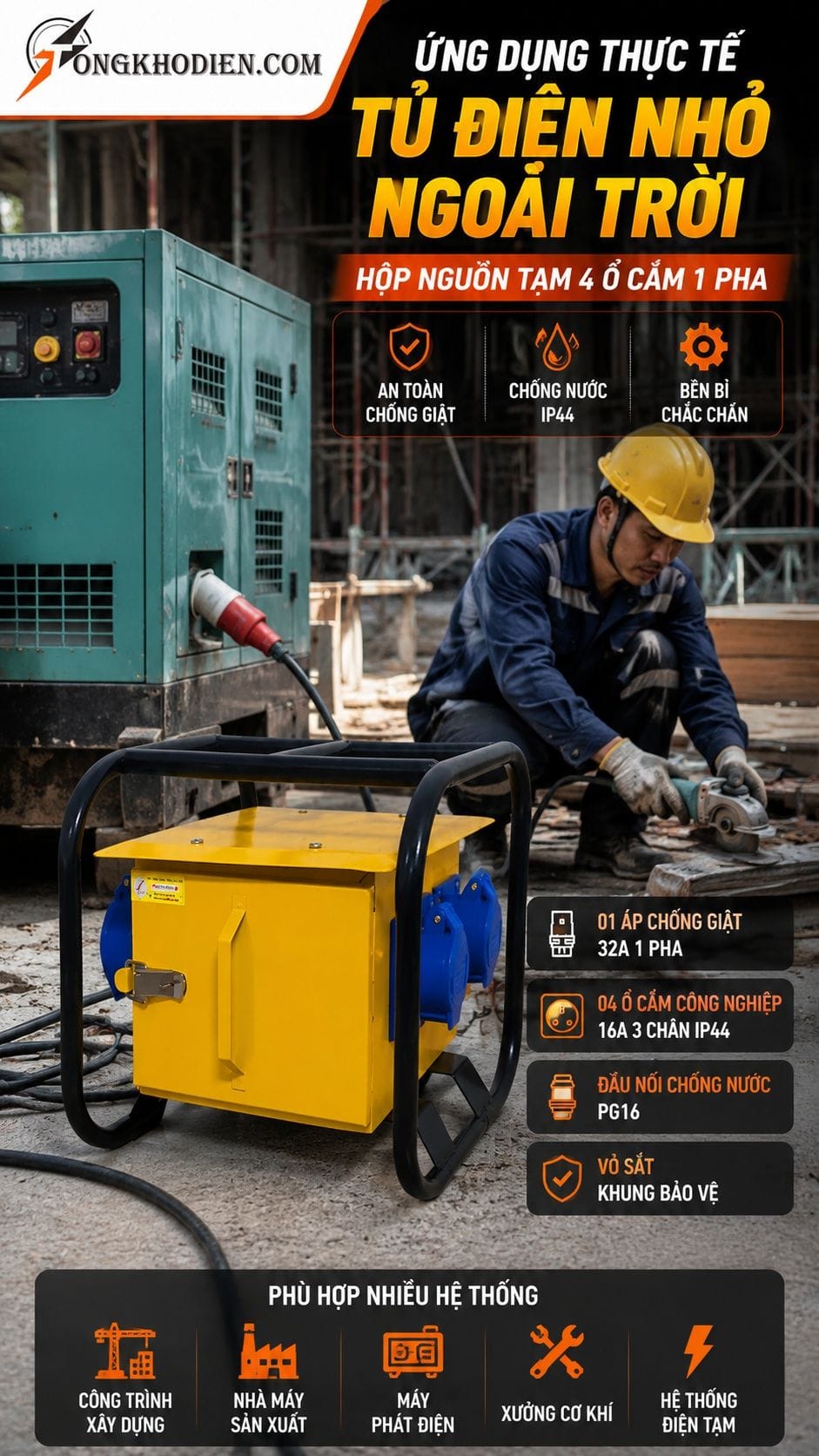 Tủ Điện Nhỏ Ngoài Trời 4 Ổ Cắm 16A 7 Ứng dụng thực tế tủ điện nhỏ ngoài trời