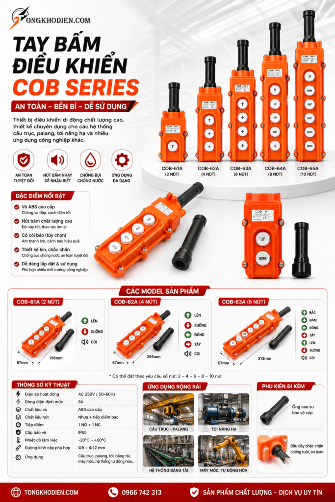 Công Tắc PaLang COB-63A Chính Hãng, Độ Bền Cao 8 Công Tắc PaLang COB-61A-63A