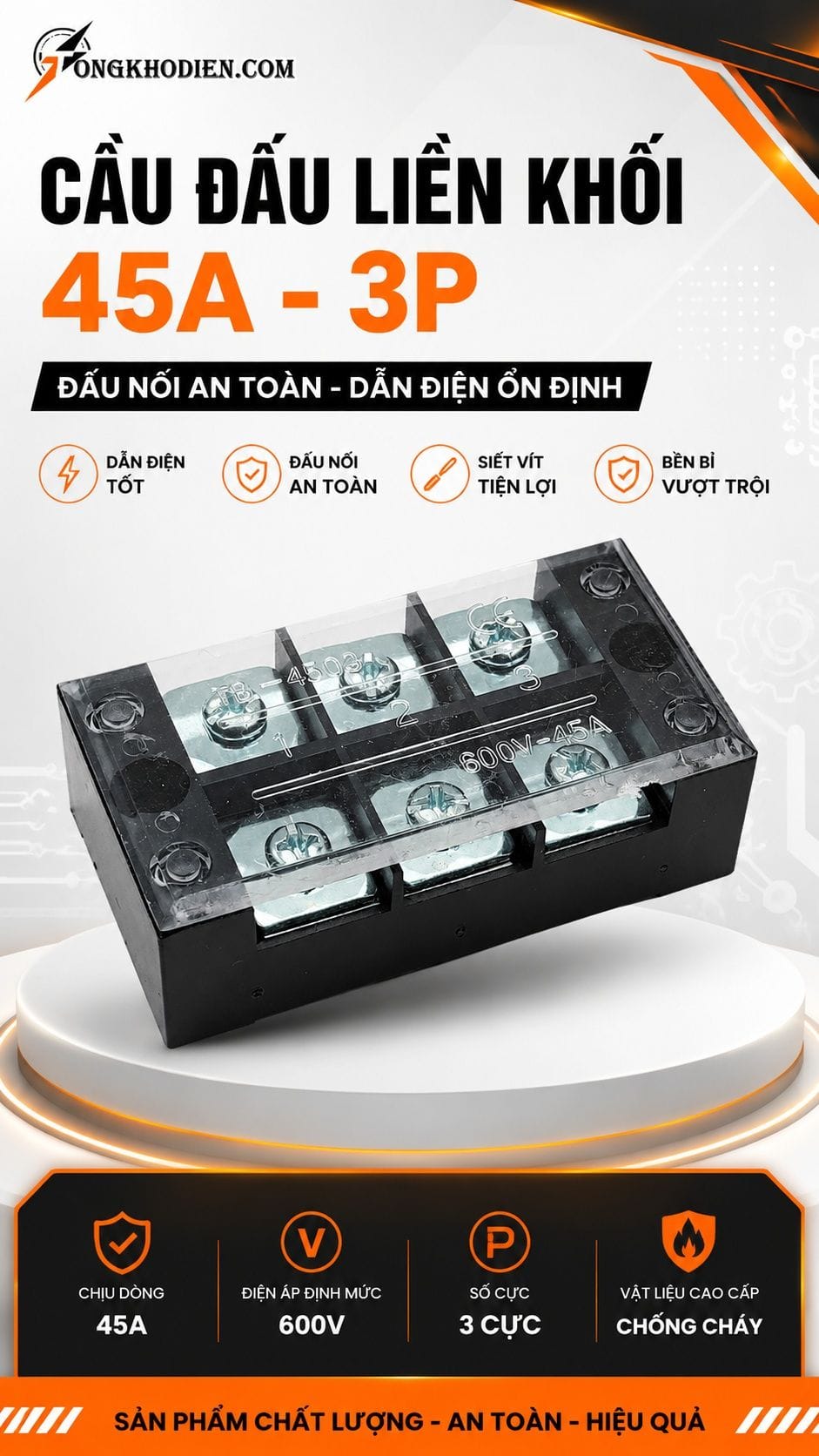 Cầu đấu liền khối 45A 3 cực