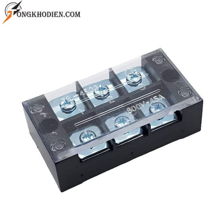 cau-dau-lien-khoi-45a-3-cuc-4 Cầu đấu liền khối 45A 3 cực dùng để đấu nối dây điện an toàn trong tủ điện và hệ thống điện dân dụng.
