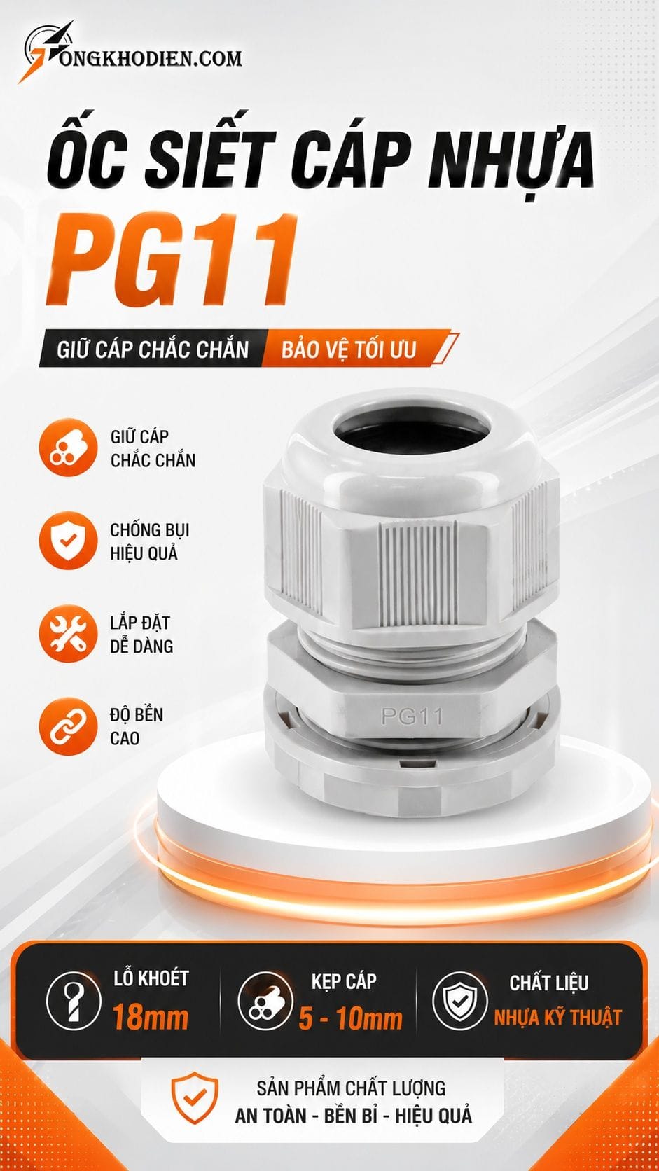 Ốc siết cáp nhựa PG11