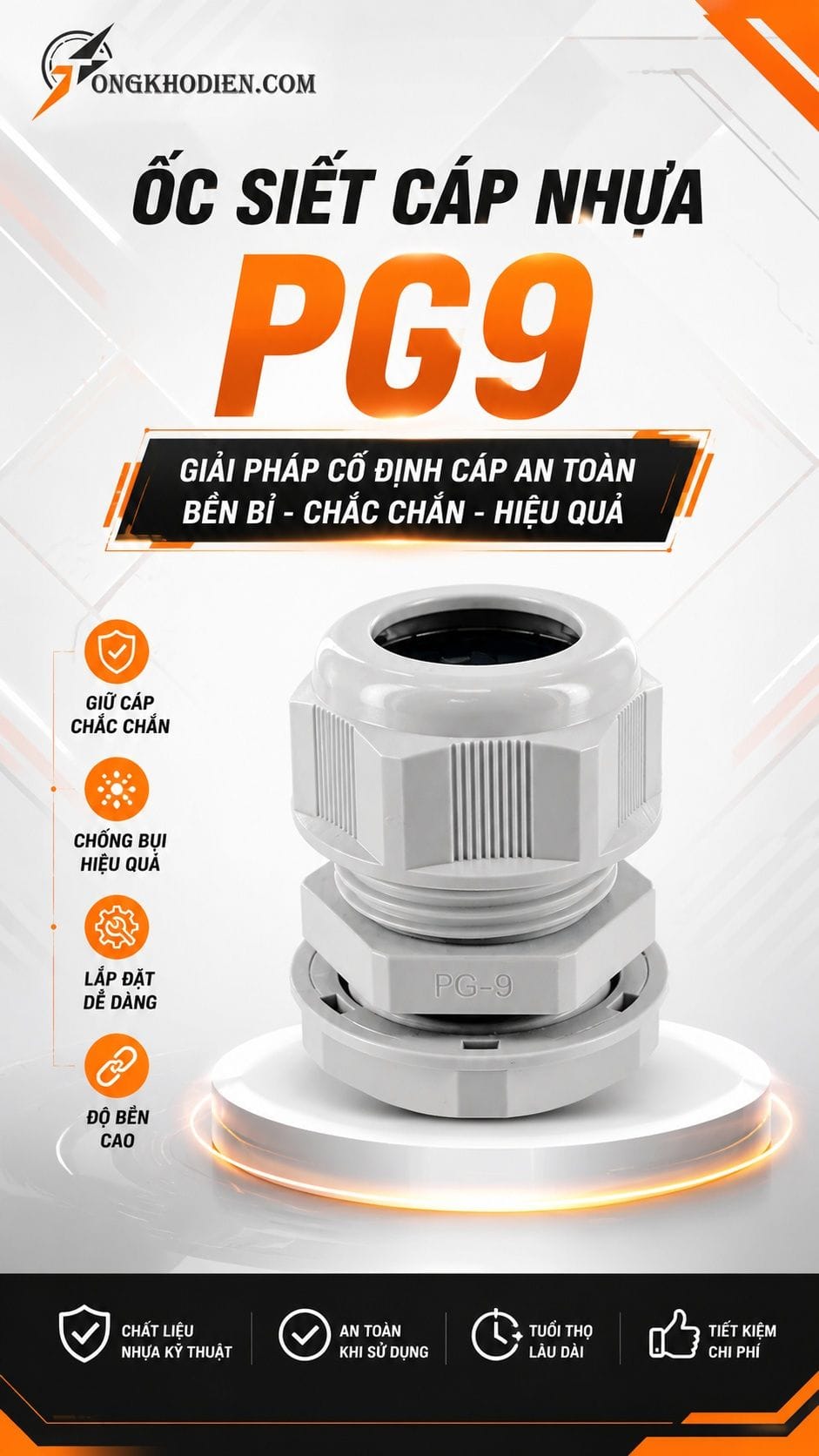 Ốc siết cáp nhựa PG9